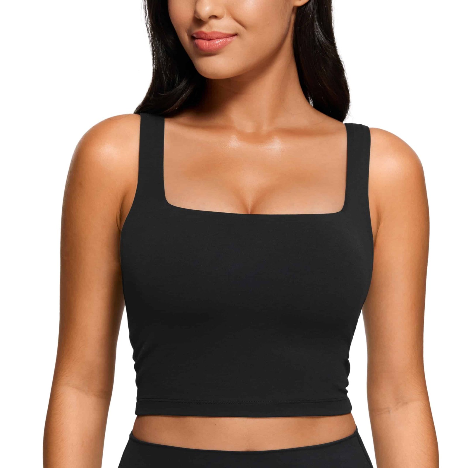 CRZ YOGA Butterluxe Womens Square Neck Longline Sports Bra